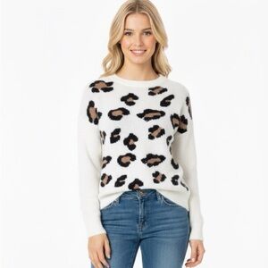 Ella Moss leopard print sweater angora & wool blend size small